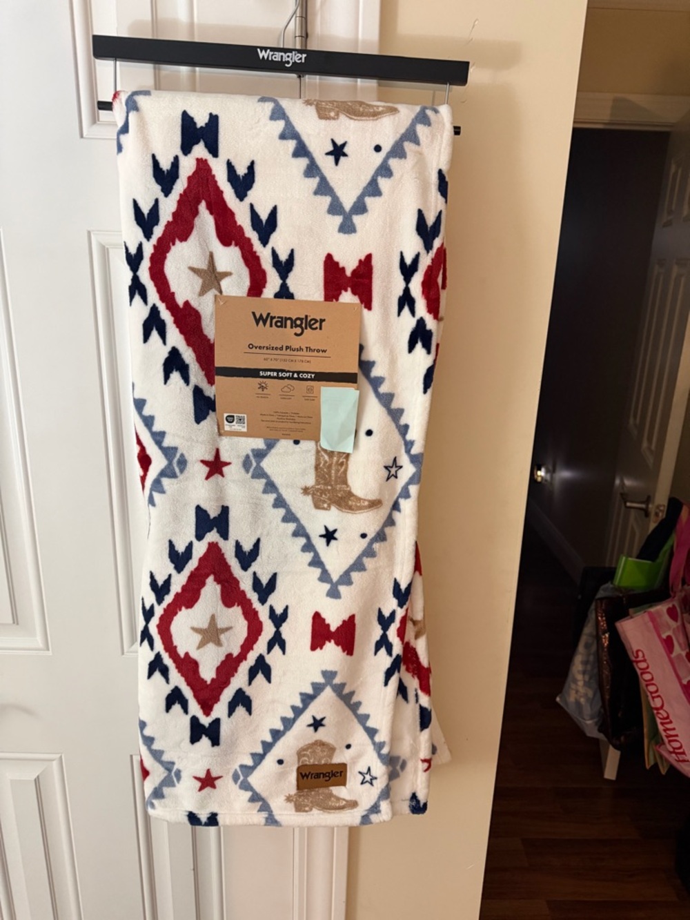 Wrangler Red, White & Blue 4th of July Throw Blanket with Cowboy Boots